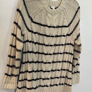J. Jill Cream and Black Cable Knit Sweater